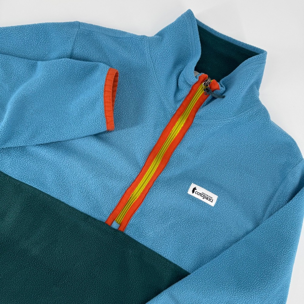 Cotopaxi Men's Medium Fleece 1/4 Zip Pullover‎ Blue Green Colorblock